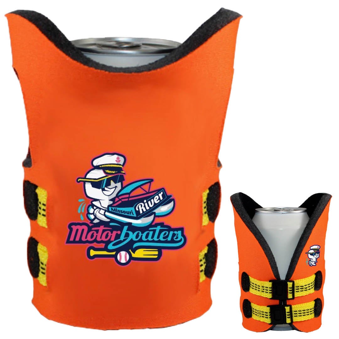Life Jacket Can Koozie Motorboaters | Bismarck Larks Merchandise